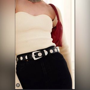 Khaite Benny Studded Silver Black Leather Belt NWT and dust bag